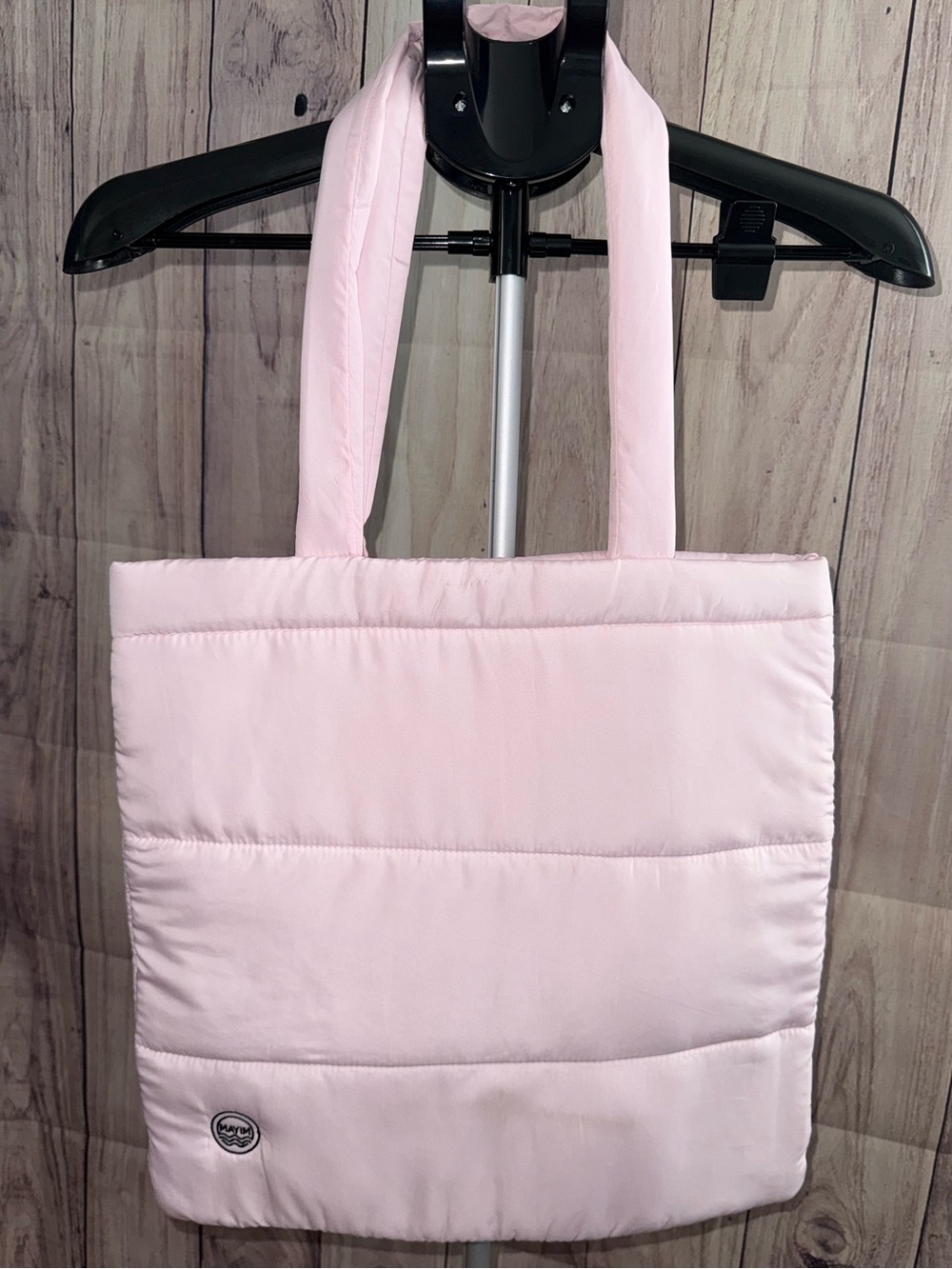 MAYIM Quilted Puffer Tote Bag – Light Pink – Magnetic Snap Closure